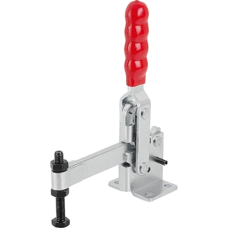 Kipp Toggle Clamp Vertical Std, Horizontal Foot F2=4400, Full Holding Arm M10X80, Steel Zinc Plated, K1258.04400